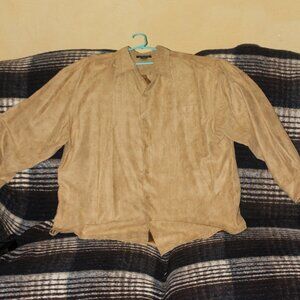 Montage Collection Faux Suede Button Up Long Sleeve 3XL Mens Shirt